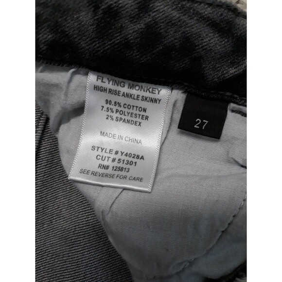 27 Flying Monkey High Rise Ankle Skinny Exposed Buttonfly Crop Fray Hem - Picture 6 of 6